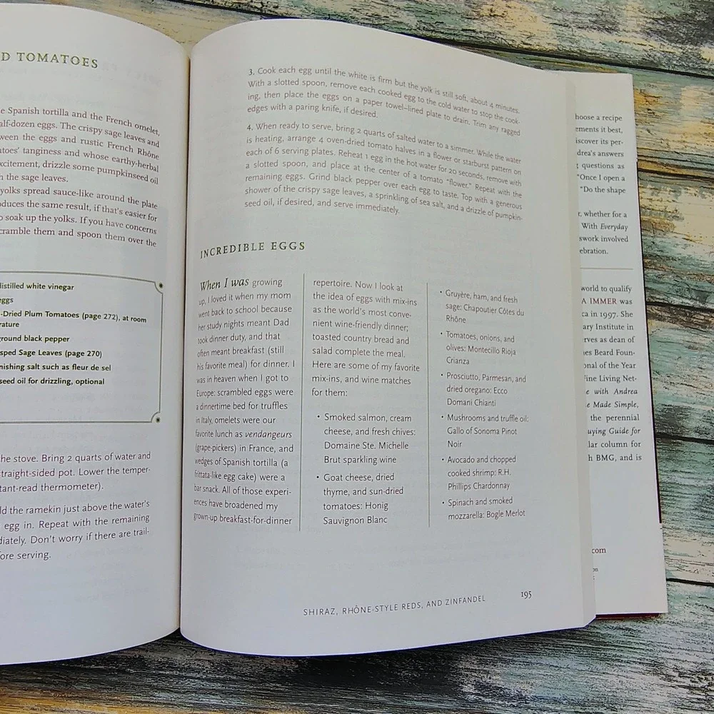 Everyday Dining With Wine Cookbook by Andrea Immer 2004 HCDJ Recipes VERY GOOD